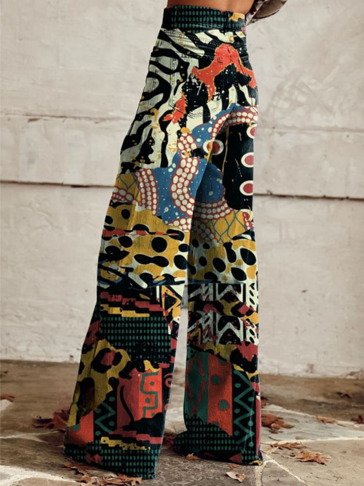 Sandra | Eclectic art wide-leg trousers