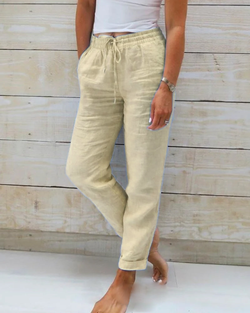 Kimberly trousers in cotton and stretch linen