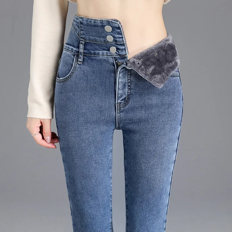 Monique | High-Waist Fleece Skinny Jeans