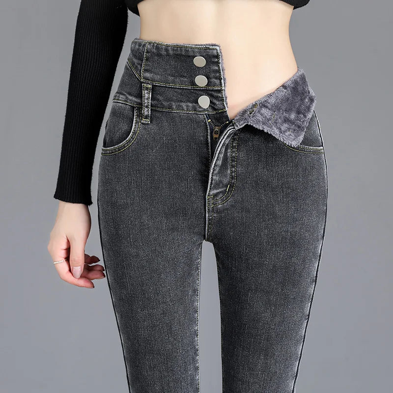 Monique | High-Waist Fleece Skinny Jeans