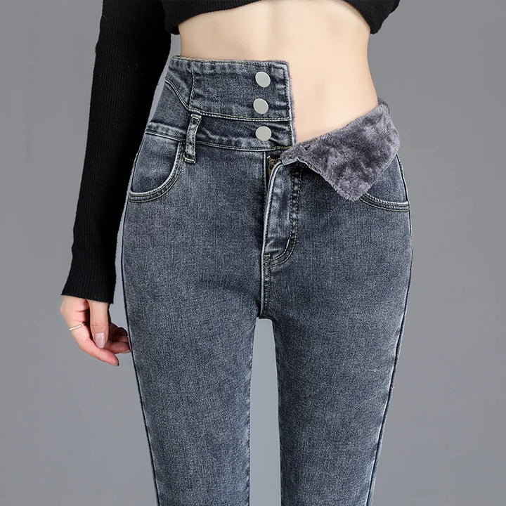 Monique | High-Waist Fleece Skinny Jeans