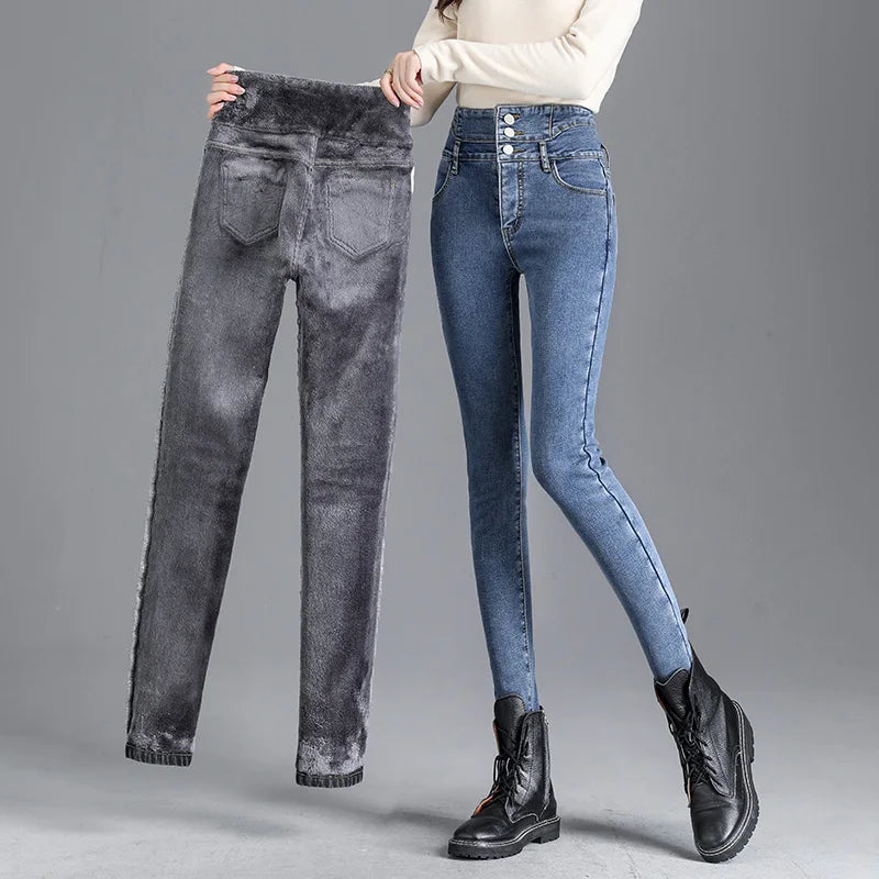 Monique | High-Waist Fleece Skinny Jeans