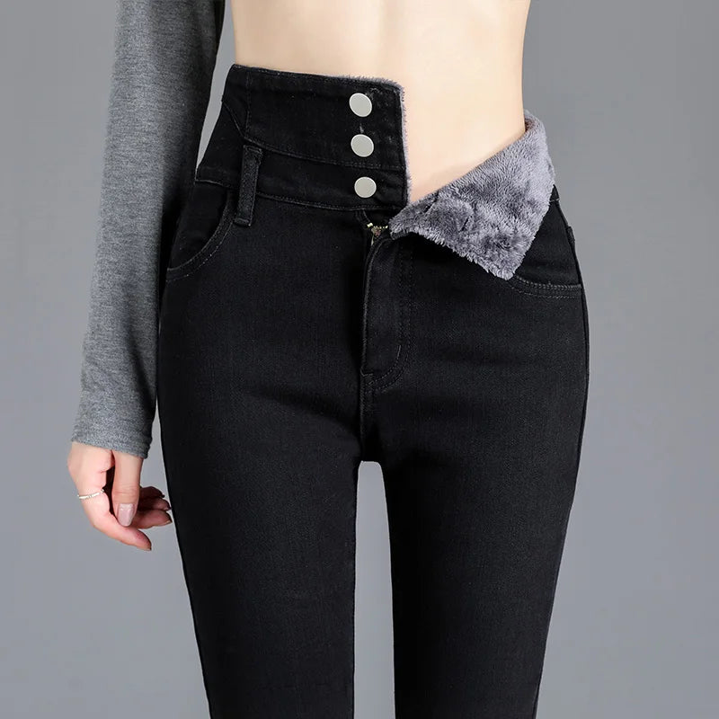 Monique | High-Waist Fleece Skinny Jeans