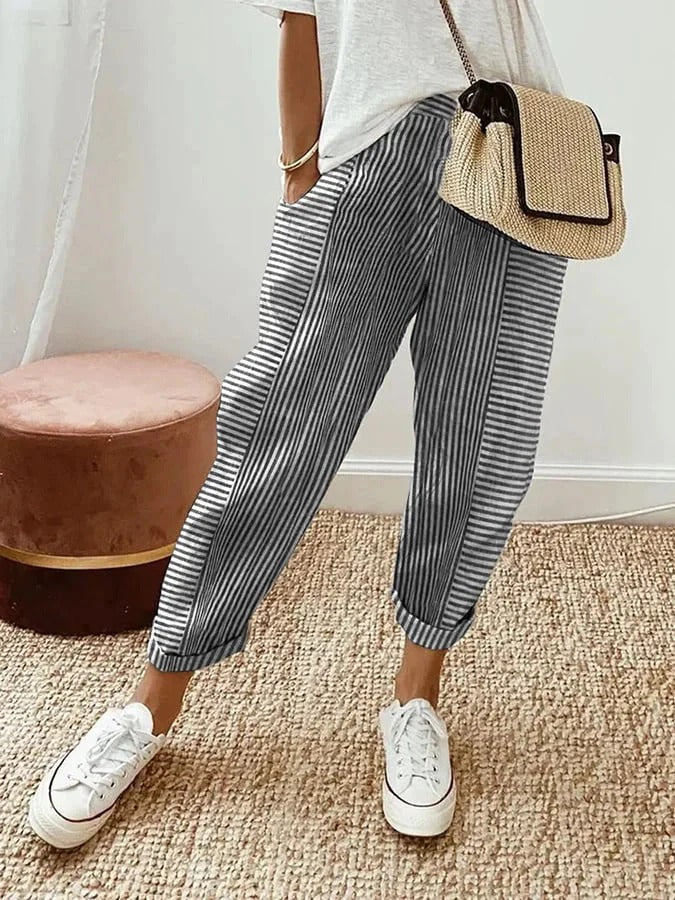 Loren | Striped Cotton Trousers