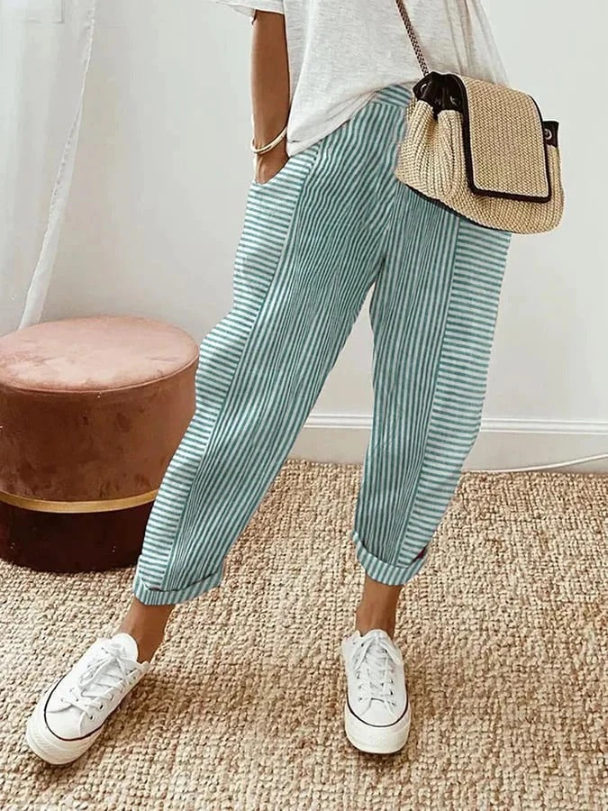 Loren | Striped Cotton Trousers