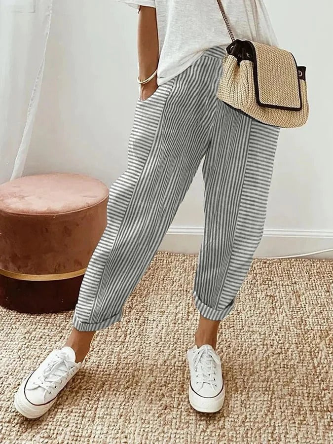 Loren | Striped Cotton Trousers