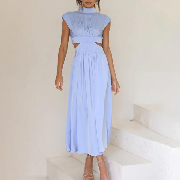 Sabine | Pleated dress with high collar